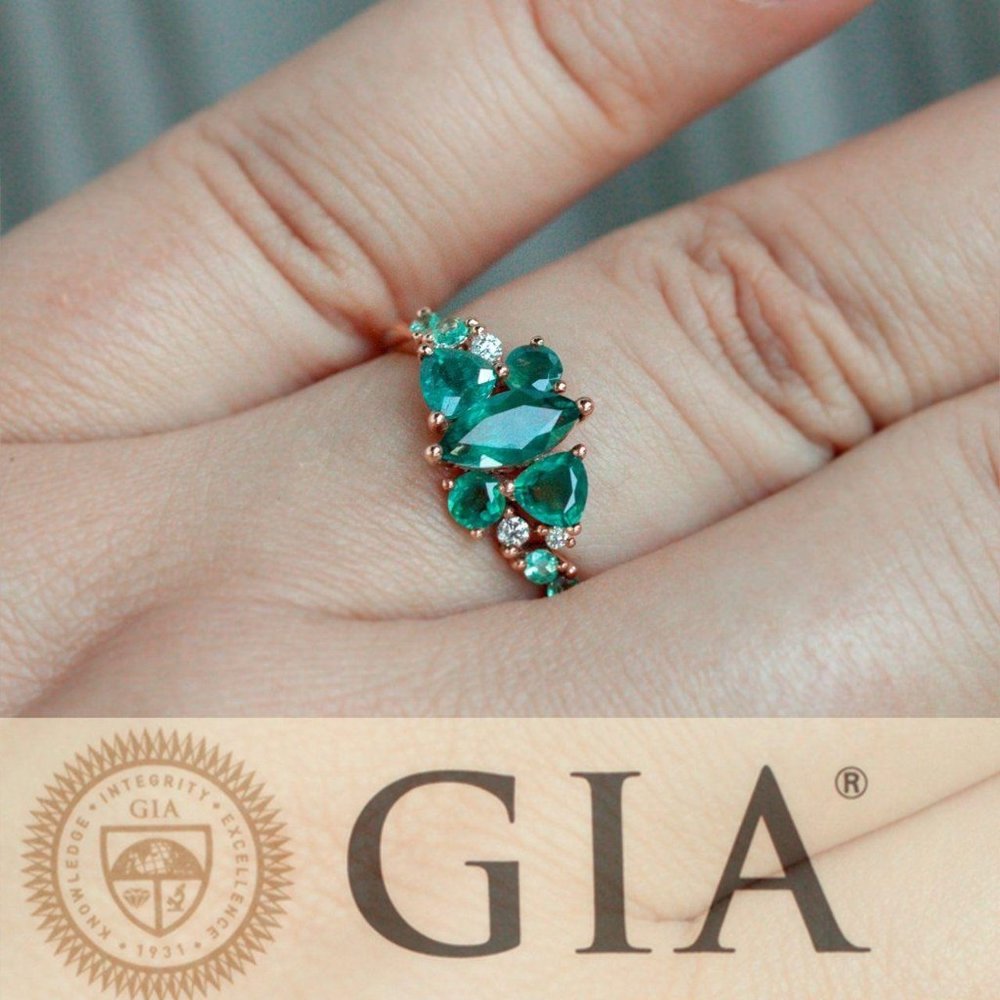 Natural Alexandrite Diamond 18k Rose Gold Ring